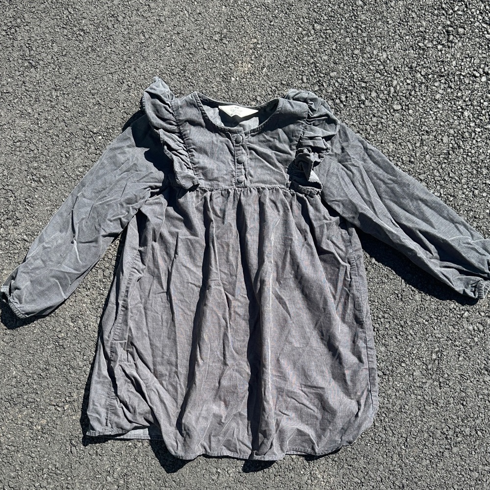 Gray Long Sleeve Cudoroy Ruffled Dress